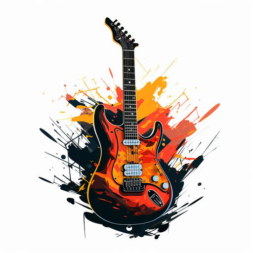Electric guitar in Chiaroscuro Art style on white background