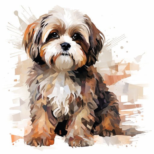 Shih tzu drawing in the style of Impressionistic Art, on white background