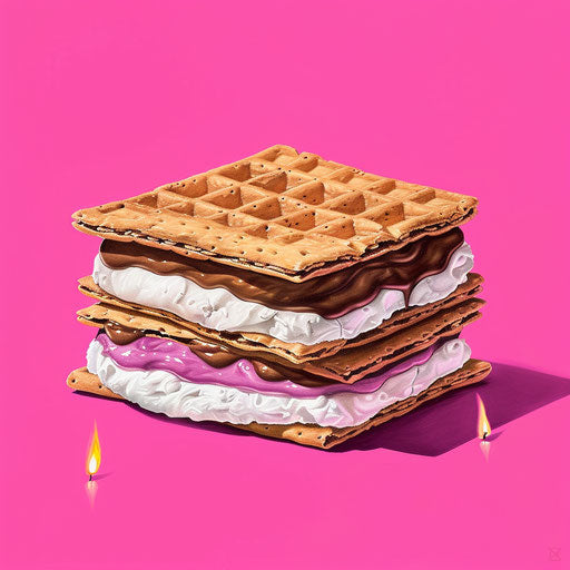 Smores clipart on bright magenta background