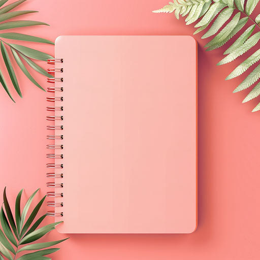 Realistic agenda clipart on a flat, vibrant coral background