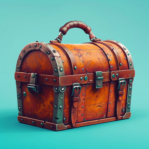 Treasure box on turquoise background with bold outlines