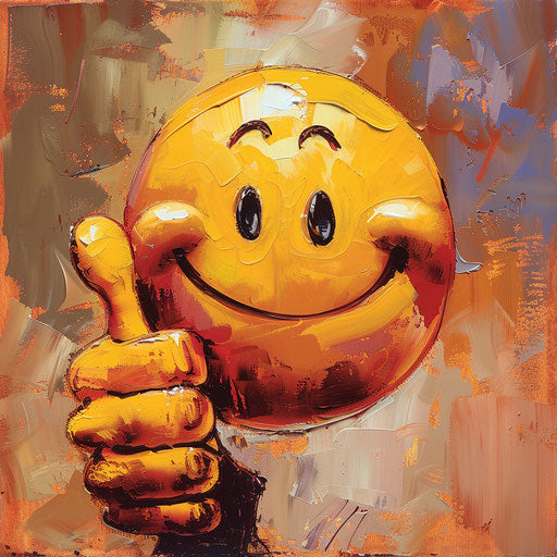 Giving thumbs up a smile emoticon, in the style of goosepunk, surprisingly absurd