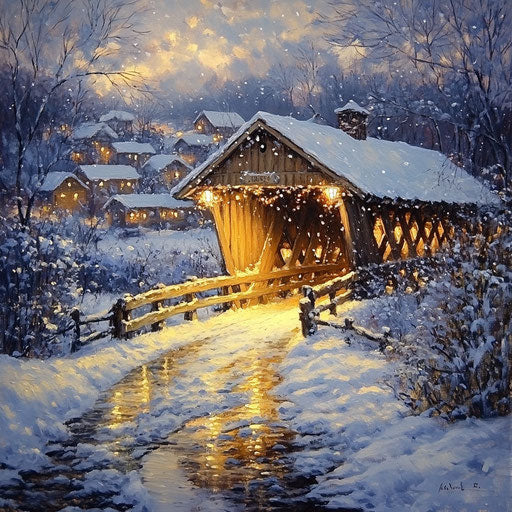 A beautiful painting of the covered bridge in Library mocap