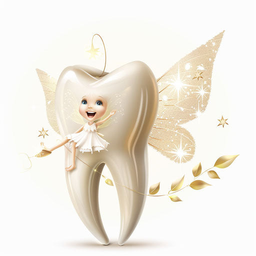 Fairy tooth illustration on flat white background