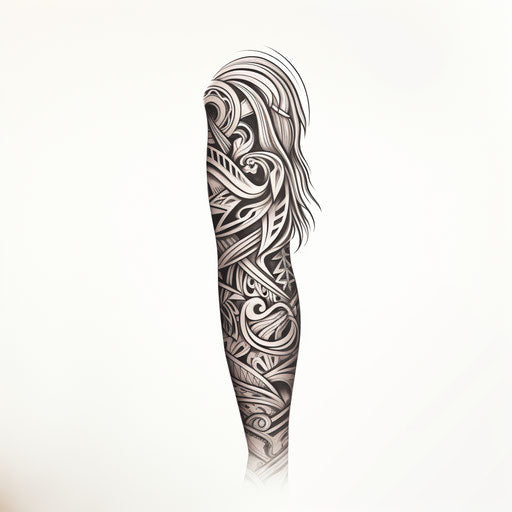 Polynesian tribal arm tattoo design on the arm