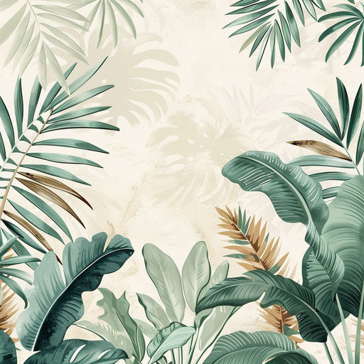 Elegant jungle on flat cream background