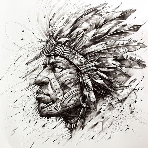 Tattoo sketch of a Chicano art Aztec warrior