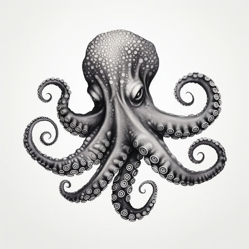 Octopus on isolated white background with dark dots