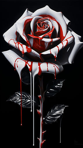 Black rose, brian bolland style, surrealist botanical