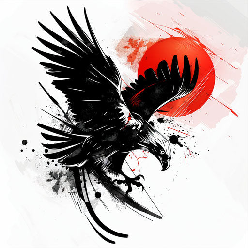 Silhouette of a soaring eagle in flat tattoo style