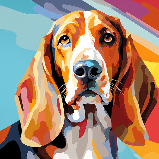 Hawaiian basset hound face outline in artistic style