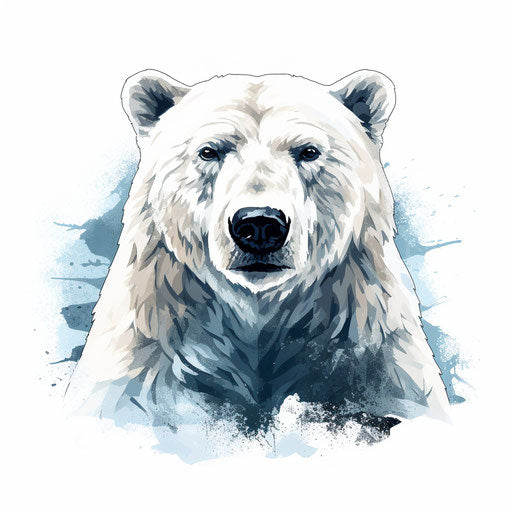 Polar bear clipart in the style of Chiaroscuro Art, on a white background