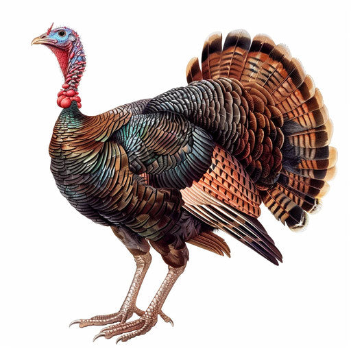 Realistic turkey clipart on flat white background
