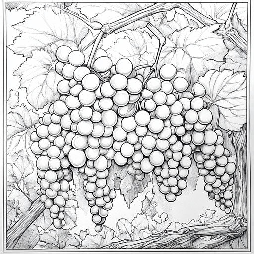 Indulge in Grapes Coloring Page - Creative Bliss