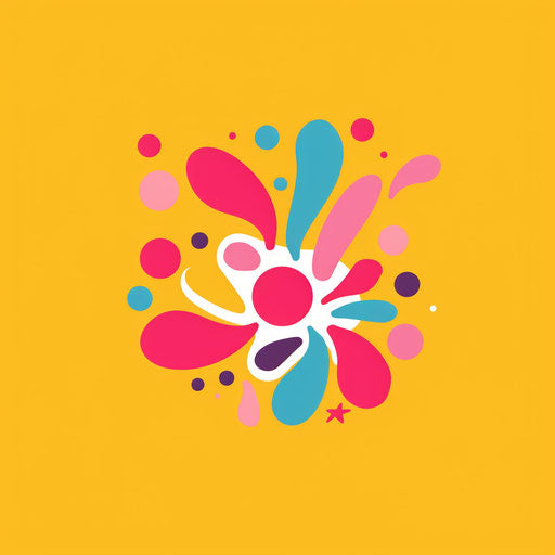 Playful photo logo with bright colors and fun shapes, cheerful design
