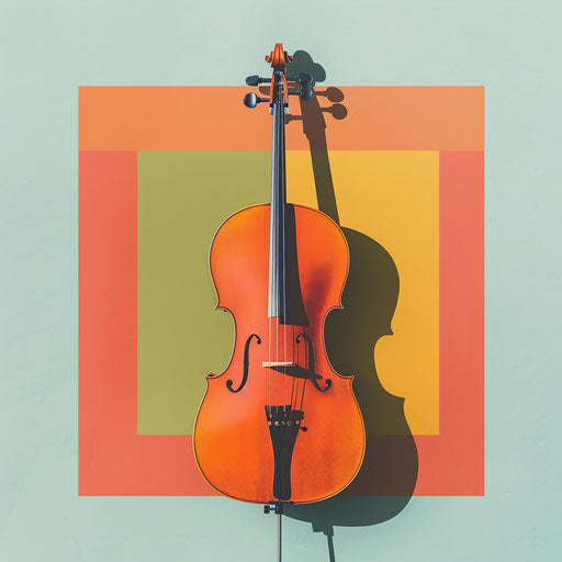 Cello clipart with flat random background and subtle shading