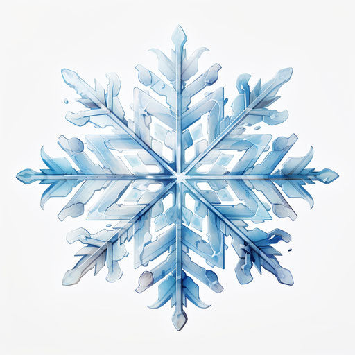 Snowflake illustration in the style of oil painting, on a white background