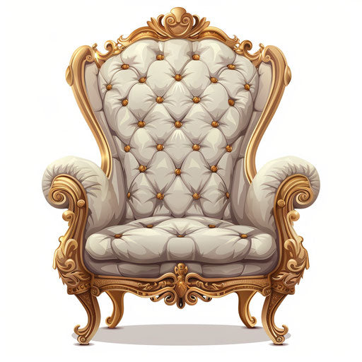 Realistic throne on white background, high detail