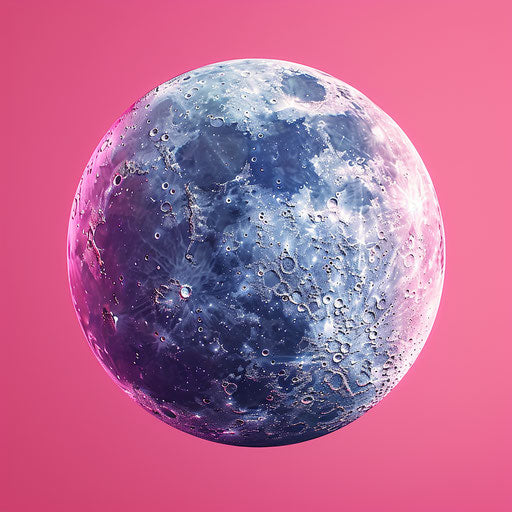 Cartoon moon on intense bright magenta background
