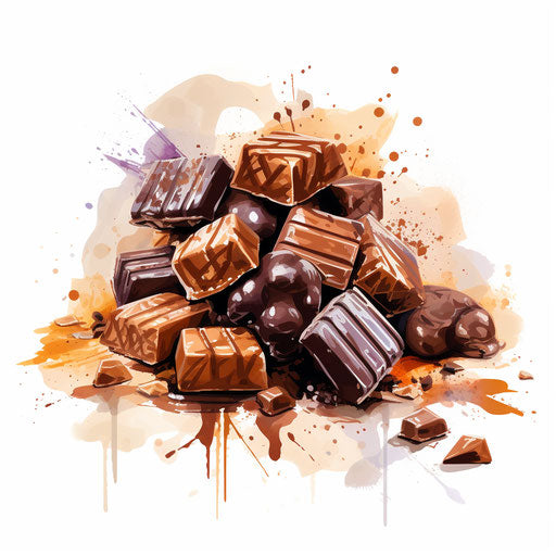 Chocolate clipart in the style of Impressionistic Art, on a white background