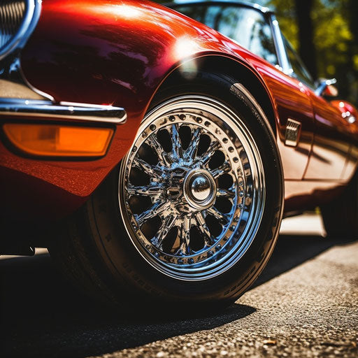 Jaguar e type car with modern alloy rims
