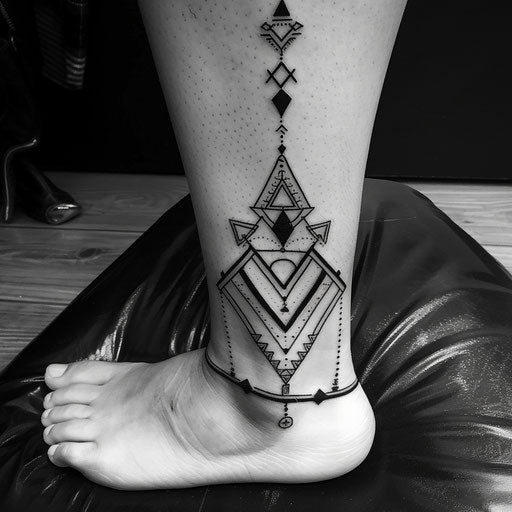 Bold flat ankle bracelet sketch with geometric shapes and sharp angles