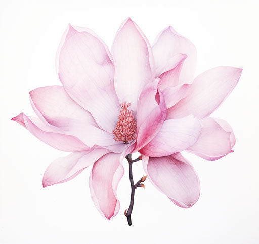 Magnolia flower in light pink and light magenta style