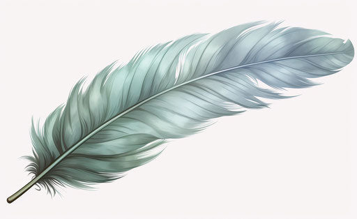 Feather pattern, transparent style, raymond pettibon, atmospheric inkwork, birds-eye view, gray and aquamarine, richard doyle, conceptual embroideries, smokey background