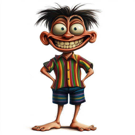 Humorous caricature of a shirt with exaggerated human characteristics