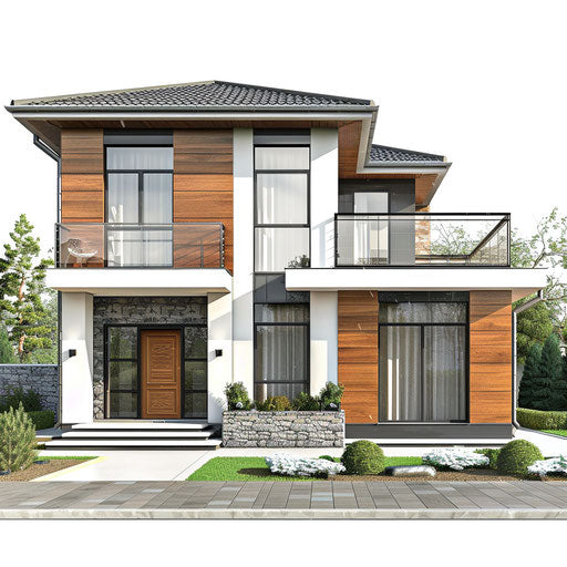 Realistic house clipart with random flat background