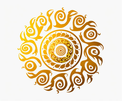 Ancient Celtic sun symbols, transparent png download, anime-influenced style, spiral group 6:5