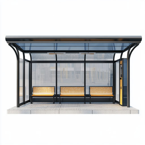 Realistic illustration of a bus stop shelter, high-res, isolated