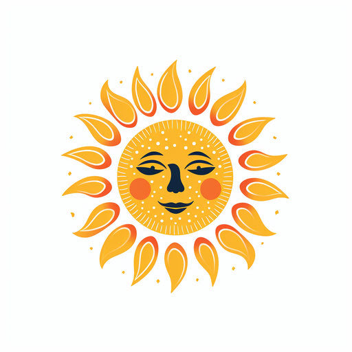 Sun in Minimalist style on white background