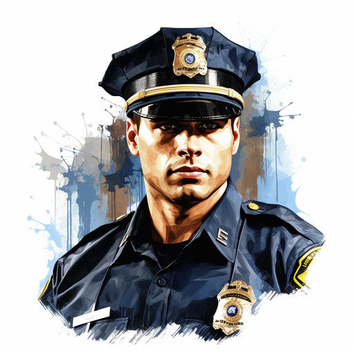 Police officer clipart in the style of oil painting
