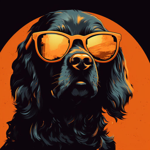 Black and orange rotunda masked in sunglasses making a dog face