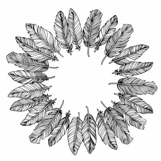 Intricate feathers in circular mandala