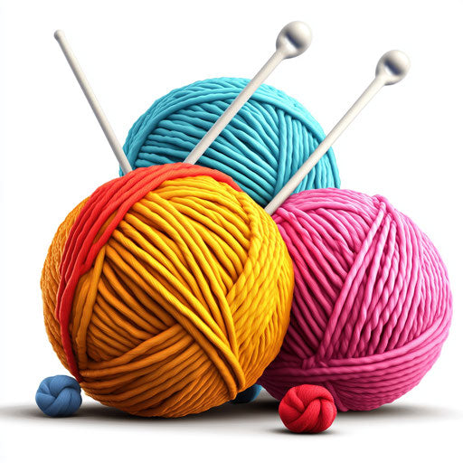 3D knitting in photo realistic style on flat white background