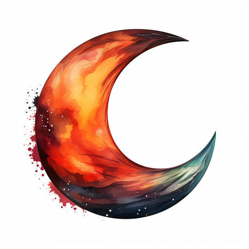 Half moon in Oil painting style on white background