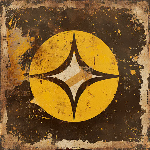 Retro yellow and brown logo design with vintage texture