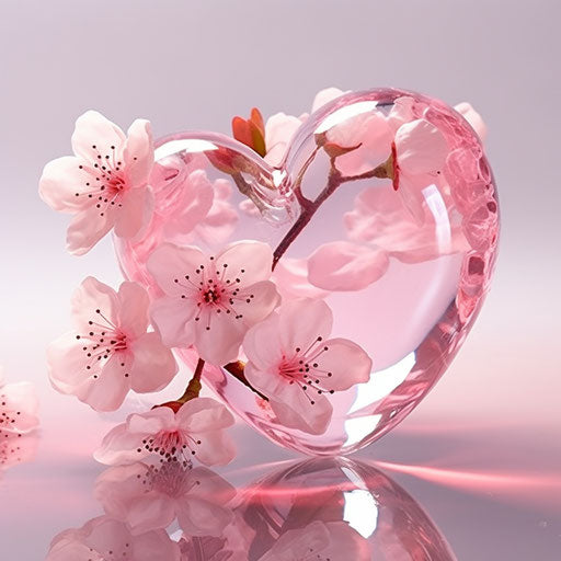 Pink crystal heart in water shape