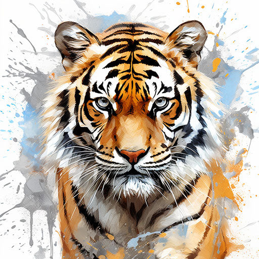 Tiger clipart in the style of Oil painting, on a white background