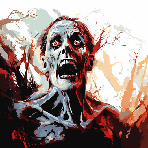 Horror clipart in the style of Impressionistic Art, on a white background