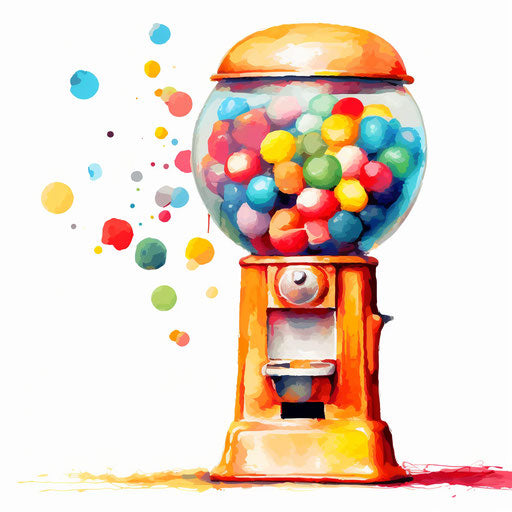 Gumball machine in the artistic style, on white background