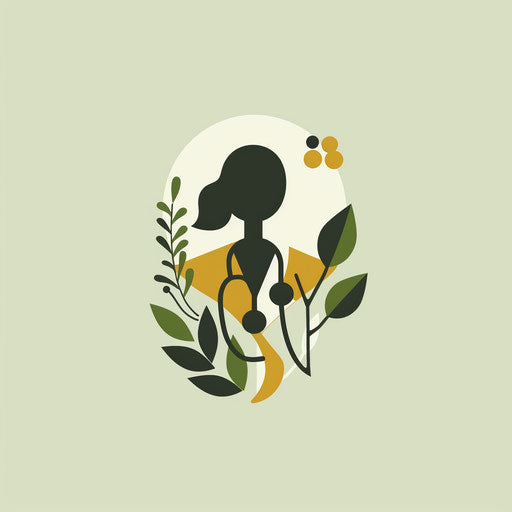 Nature-inspired doctor logo with organic shapes and earthy tones on light green background
