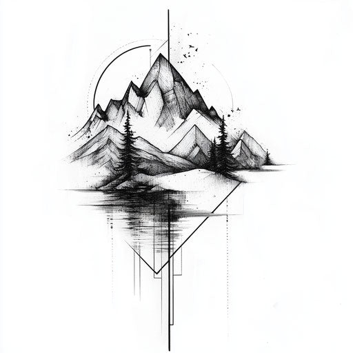 Abstract mountain inner bicep tattoo beautiful sketch