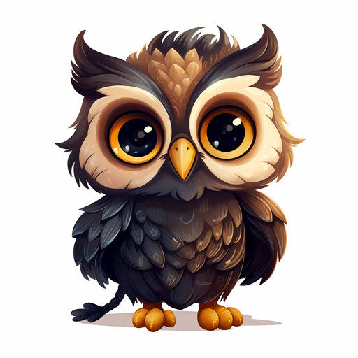 Adorable owl illustration in the style of Chiaroscuro Art, on white background