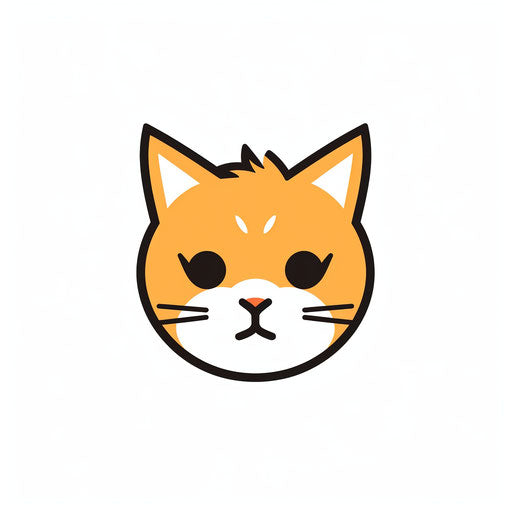 Cat face illustration in Minimalist style, on white background