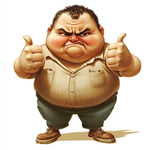 Humorous caricature of an icon with exaggerated human traits