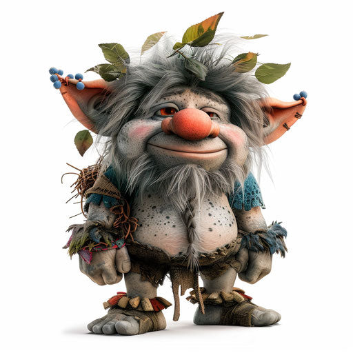 Realistic illustration of a troll on a flat and white background