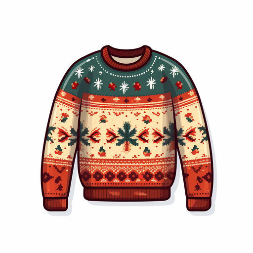 Ugly Christmas sweater pattern in Minimalist style, on white background